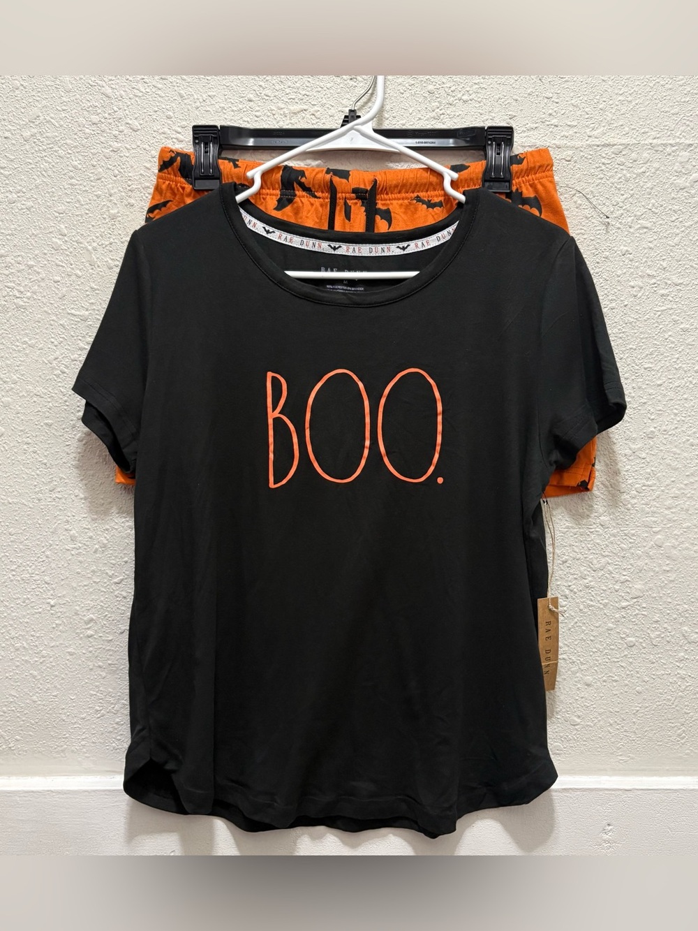 Rae Dunn Halloween "BOO" Short Sleeve and Shorts Pajama Set NWT M